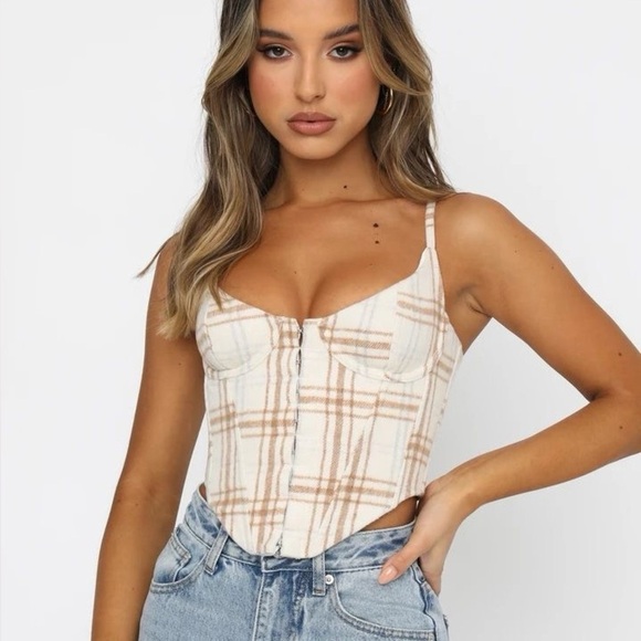 NWT WHITE FOX Choose Me Plaid Bustier Corset Top - Picture 2 of 6
